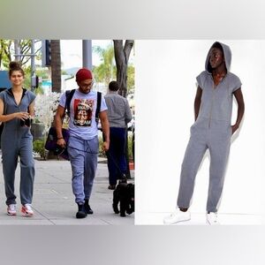 Daya by Zendaya CHARCOAL HEATHER ZIP UP SWEATSHIRT JUMPSUIT W/ HOOD Size XS NWT